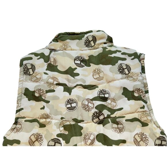 Timberland Boys Camo Outdoor Gear Puffer Vest Size 5 Orange & Green - Picture 11 of 11
